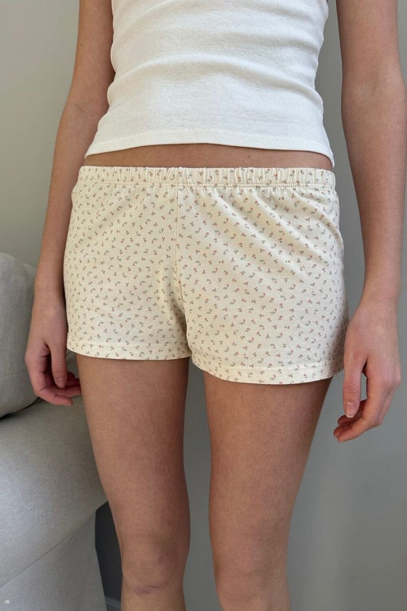 Short Jogging Brandy Melville Emery Floral Blanche Rose | DYK-76509188